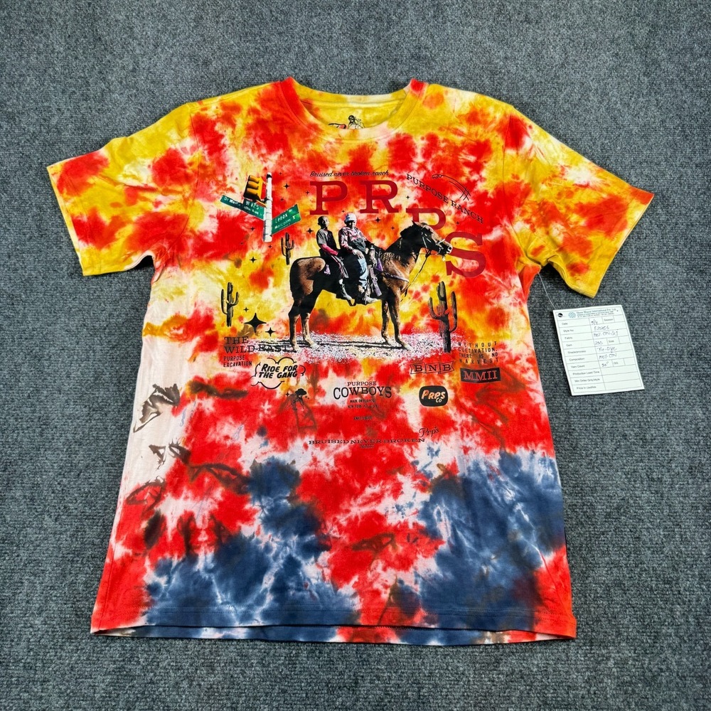 PRPS Purpose Ranch Tie Dye Cowboy Graphic T Shirt Mens Medium Western Streetwear